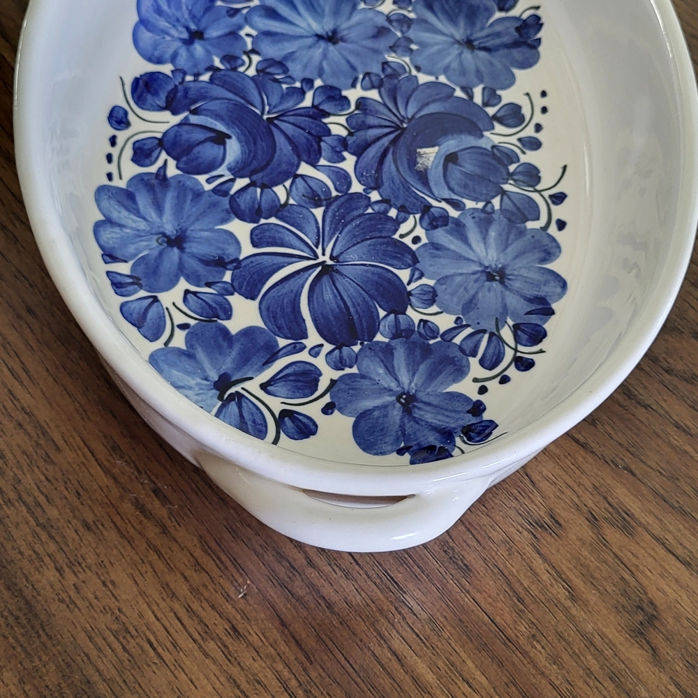 Artistic Blue Floral Ceramic Bowl